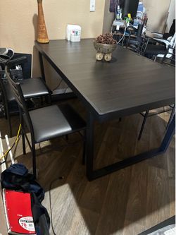 Metal dining table and chairs