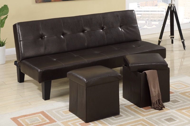 Black leather futon