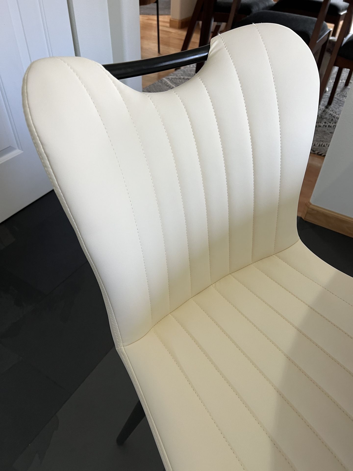 Modern Quilted Leather Upholstered Dining Chairs 