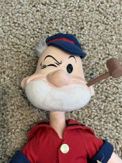 19” VINTAGE/Collectible Popeye’s Poopdeck Pappy Plush Doll with Smoking Pipe and Tags