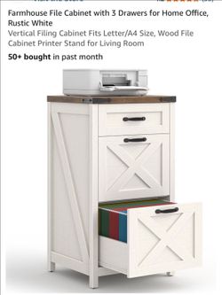 New Farmhouse file cabinet with 3 drawers rustic white