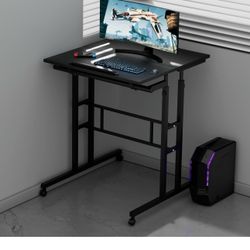 Mobile Desk Workstation Height Adjustable Rolling Laptop Stand Table with Wheels for Home Office Laptop Cart, Computer Desk, Black    Shap