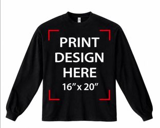 Black Custom Print Long Sleeve T-Shirt