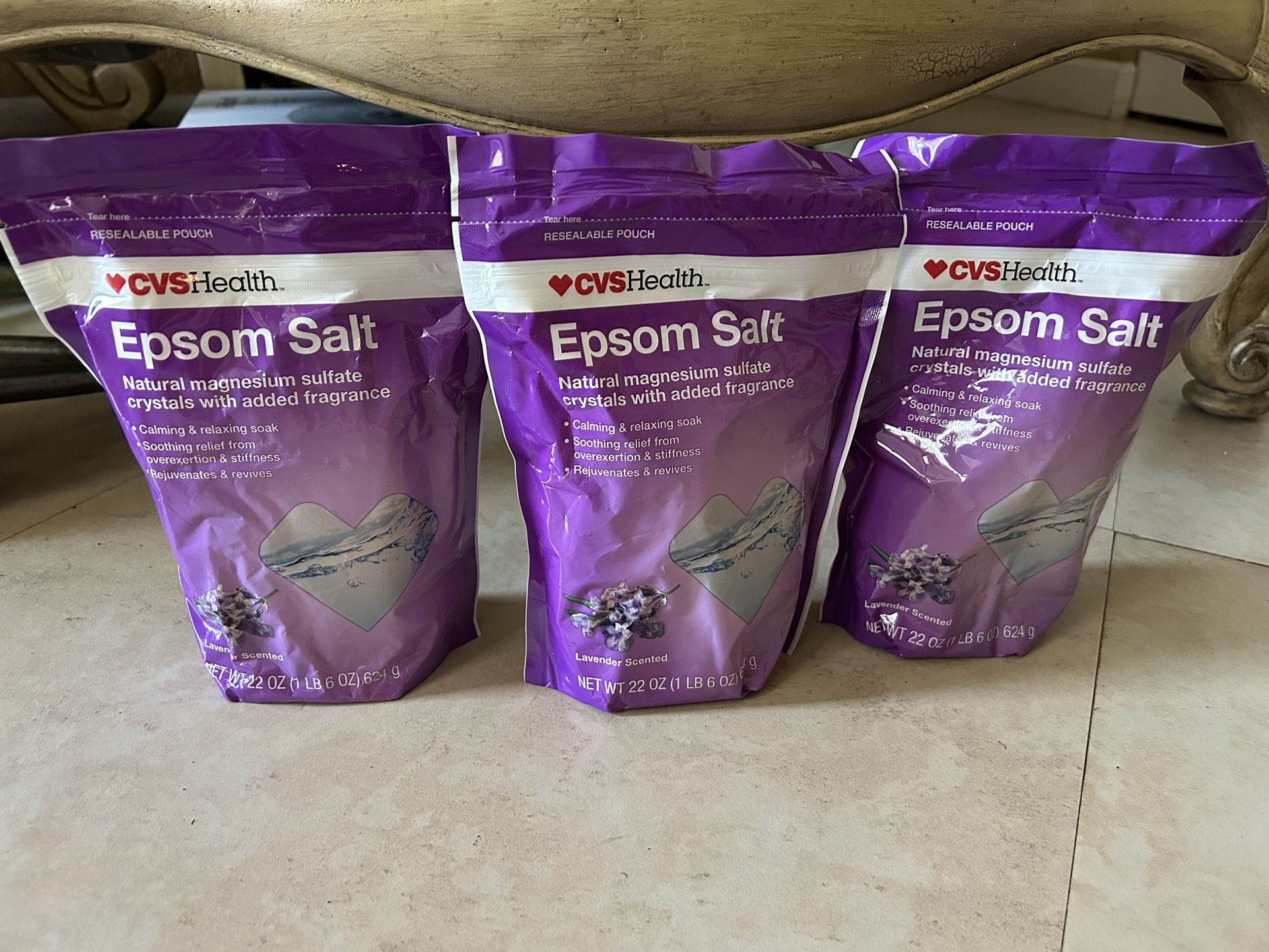 CVS Epsom Salt, Lavender Scented, 1 lb. packages