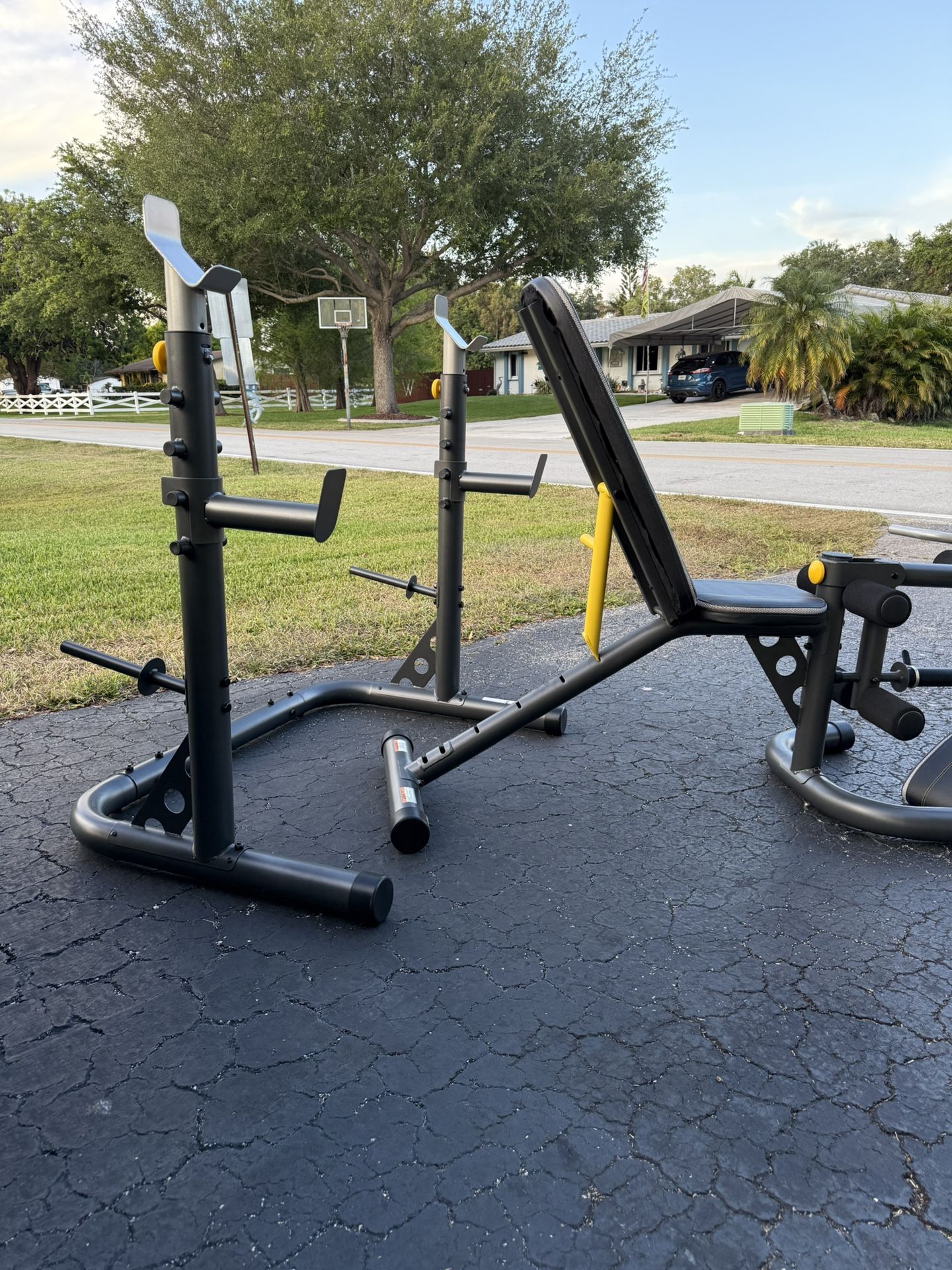 Olympic Workout Bench With Extras And Squat Rack- Like New