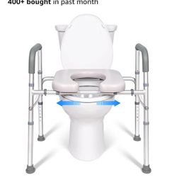 Raised Toilet Seat With Handles, Width And Height Adjustable Up To 400 Lbs