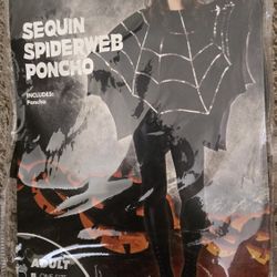 Adult Sequin Spiderweb Poncho 