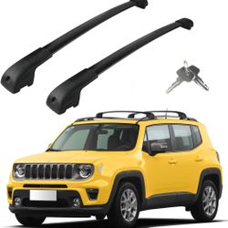 Roof Rack Cross Bars Compatible with Jeep Renegade 2015-2024, Adjustable Aluminum Heavy Duty 300 LBS Anti-Theft Lock Cargo Carrier Rooftop Crossbar Ac