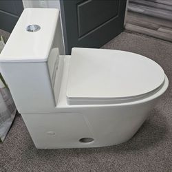 Modern One-Piece White Toilet