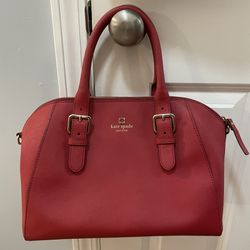 Kate Spade Cove Street Pillbox Red Leather Pippa Satchel Purse Handbag