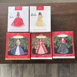 HALLMARK BARBIE ORNAMENTS 1999, 1997, 1998, 2022, 2023