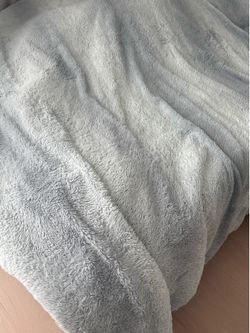 Super soft fluffy light blue blanket
