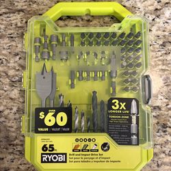 RYOBI 65 piece drill bit set