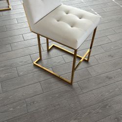 Counter Stool (white And Gold) 