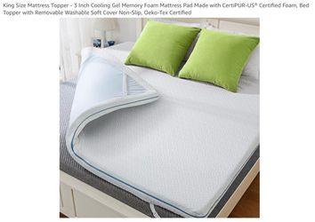 King Size 3-Inch Cooling Gel Memory Foam Mattress Topper