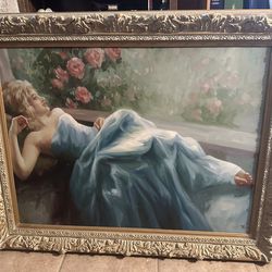 Framed painting of girl