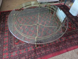 Heavy glass top coffee table