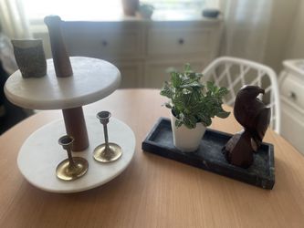 Marble Tray + 2-Tier Marble Stand