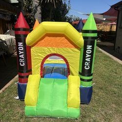 Mini Crayon Bounce House with Slide, Inflatable Bouncer. Blower included