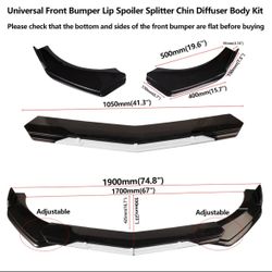Universal Body Kit - Front, Bumper Lip, Side Skirts 86” Black And White