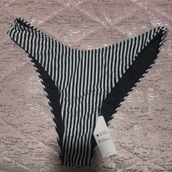 Nwt Large Cupshe  Black White Striped Bikini Bottoms 