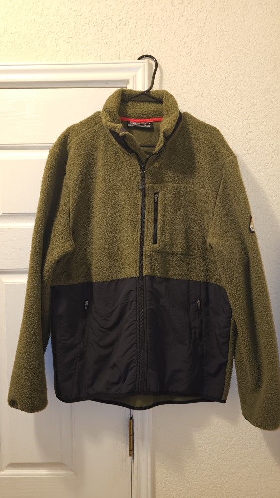 Avalanche Jacket Men Large Green Fleece Outdoors Full Zip Heavyweight Used -Like New