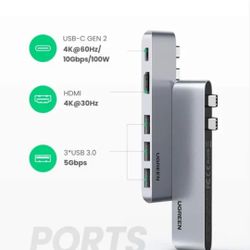 UGREEN USB C Hub for MacBook Pro USB Type C to 4K HDMI Thunderbolt 3 100W Power Delivery 3 USB 3.0 Port  