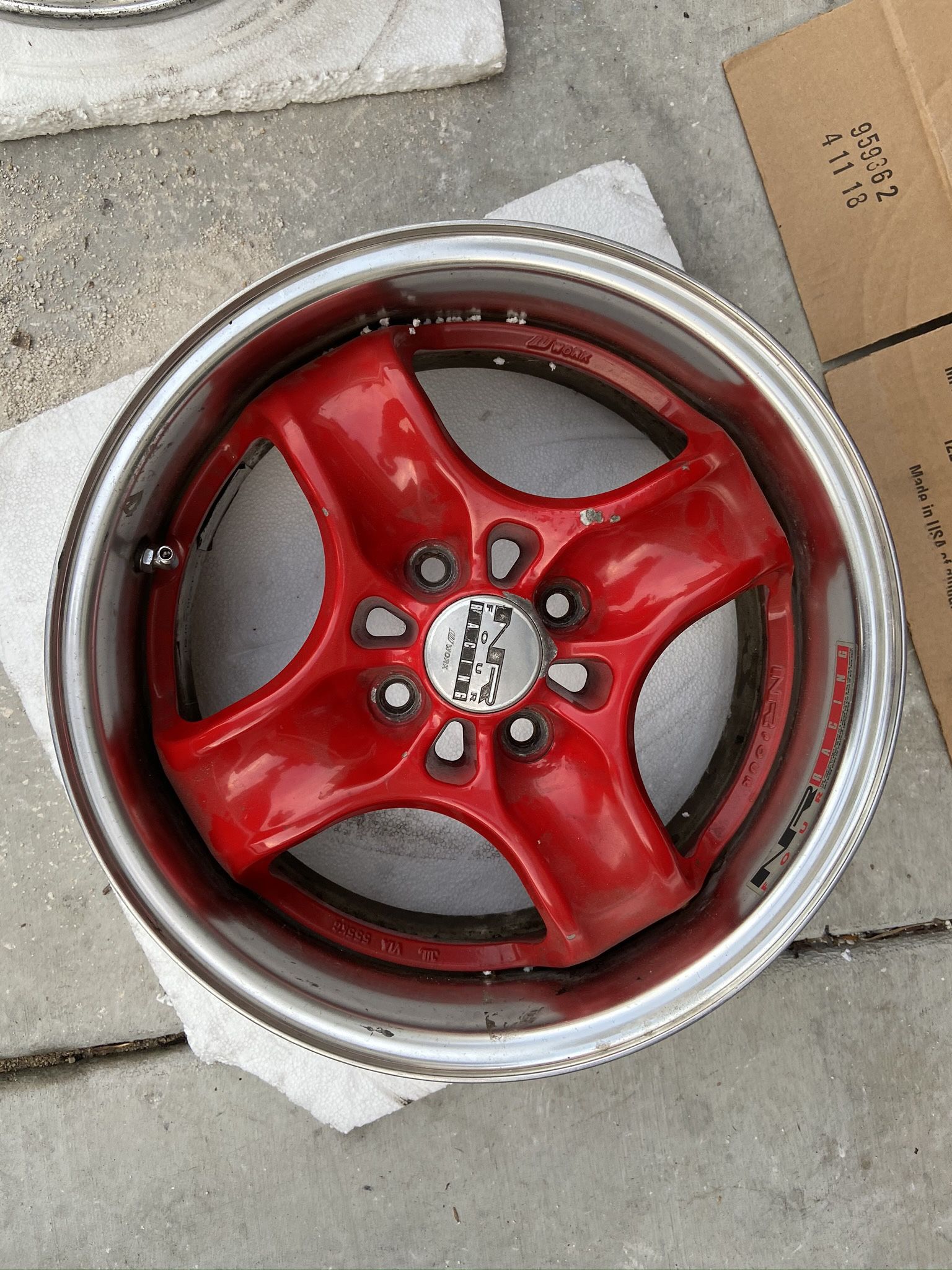 JDM Work NR4 Racing 4x100 15x6.5 Offset 32 Red for Sale in Moreno