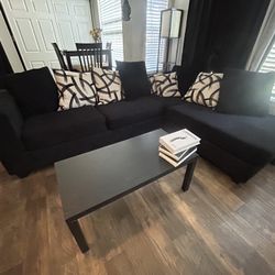 Barely Used Black L Shaped Couch