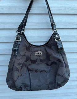Coach Madison Maggie 18762 Black Signature Sateen Shoulder Bag Y2K Style