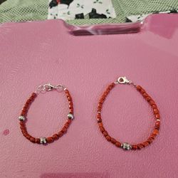 Coral and Silver Bracelet