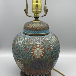 Antique 9 Inch Chinese Cloisonné Ginger Jar /17 Inch Table Lamp