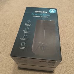 HoMedics Breathe Better Ultrasonic Humidifier Black 1.05 Gal 3 Mist, Brand new with some dings on the box 