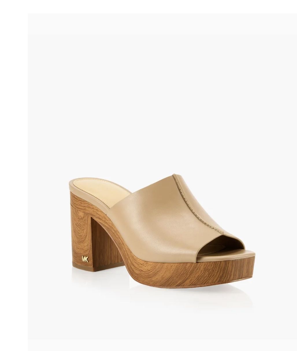 MICHAEL MICHAEL KORS Aldrich Wood & Leather Platform Mules