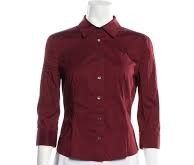 New! Womens Vintage PradaThree-Quarter Sleeve Dark Red Button-Up Top Sz XS (40)