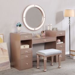 TIFFANY BLUSH LED LIGHT MIRROR VANITY-TOCADOR ESPEJO LUZ