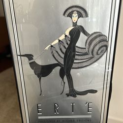 Signed Erte “Symphony In Black” Silver Foil Serigraph along with The  signed Erte “ Symphony In Black” Charger Plate