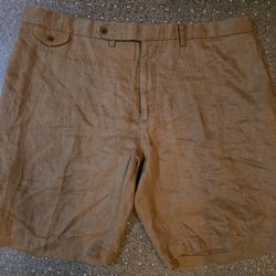 Vintage Polo Ralph Lauren Men's Brown Linen Preppy Shorts Size 42 = 2XL
