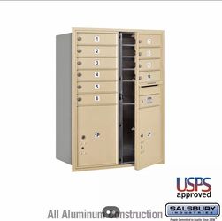 10 Apartments Mailbox Cluster Door High Recessed Mounted 4C Horizontal Mailbox with 10 Doors and 2 Parcel Lockers