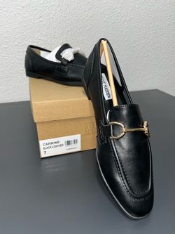 Steve Madden Carrine Black Leather Loafers Size 7