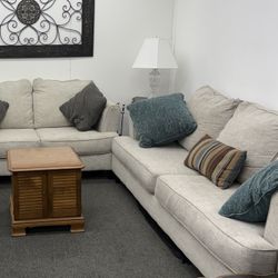 Ashley Furniture Sofa & Loveseat Set – Neutral Fabric