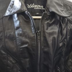 Wilson's Leather Jacket Comes With Liner, Size 10 Waist coat With Zippers On Sleeves N Pockets