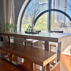 Modern Wood Dining Table with Seating