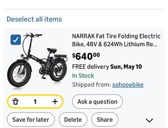 Amazon NARRAK Black Electric Bike 1100 W LCD display 40 mph