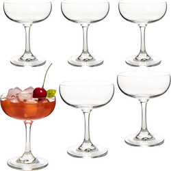 Set of 6 Crystal Champagne Glasses - 7 oz Elegant Coupe Glasses for Martini, Margarita, Cocktails & Champagne Tower, Dishwasher Safe, Gift Box Wedding