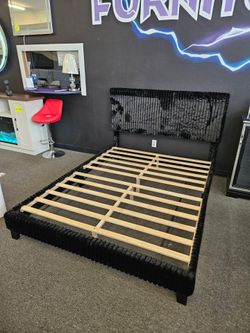 Brand New Queen Bed Black Corduroy $189