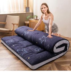 Futon Mattress, Japanese Floor Mattress Folding Sleeping Pad
Moon and Star Quilted Mattress Topper, Extra Thick Breathable Floor Lounger Guest Couch f