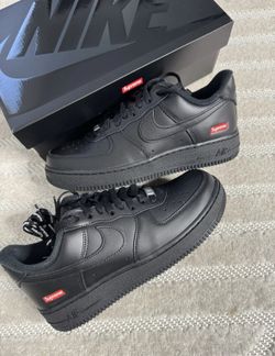 Nike Air Force 1 Low Supreme Black Leather Men's Sneakers Lace Up