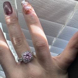 Pink And Silver Square Ring