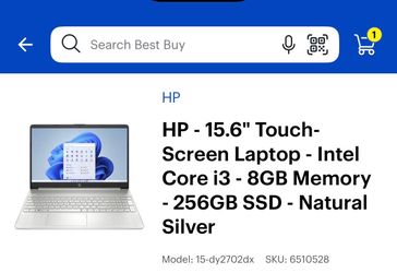 HP - 15.6" Touch- Screen Laptop - Intel Core i3 - 8GB Memory - 256GB SSD - Natural Silver